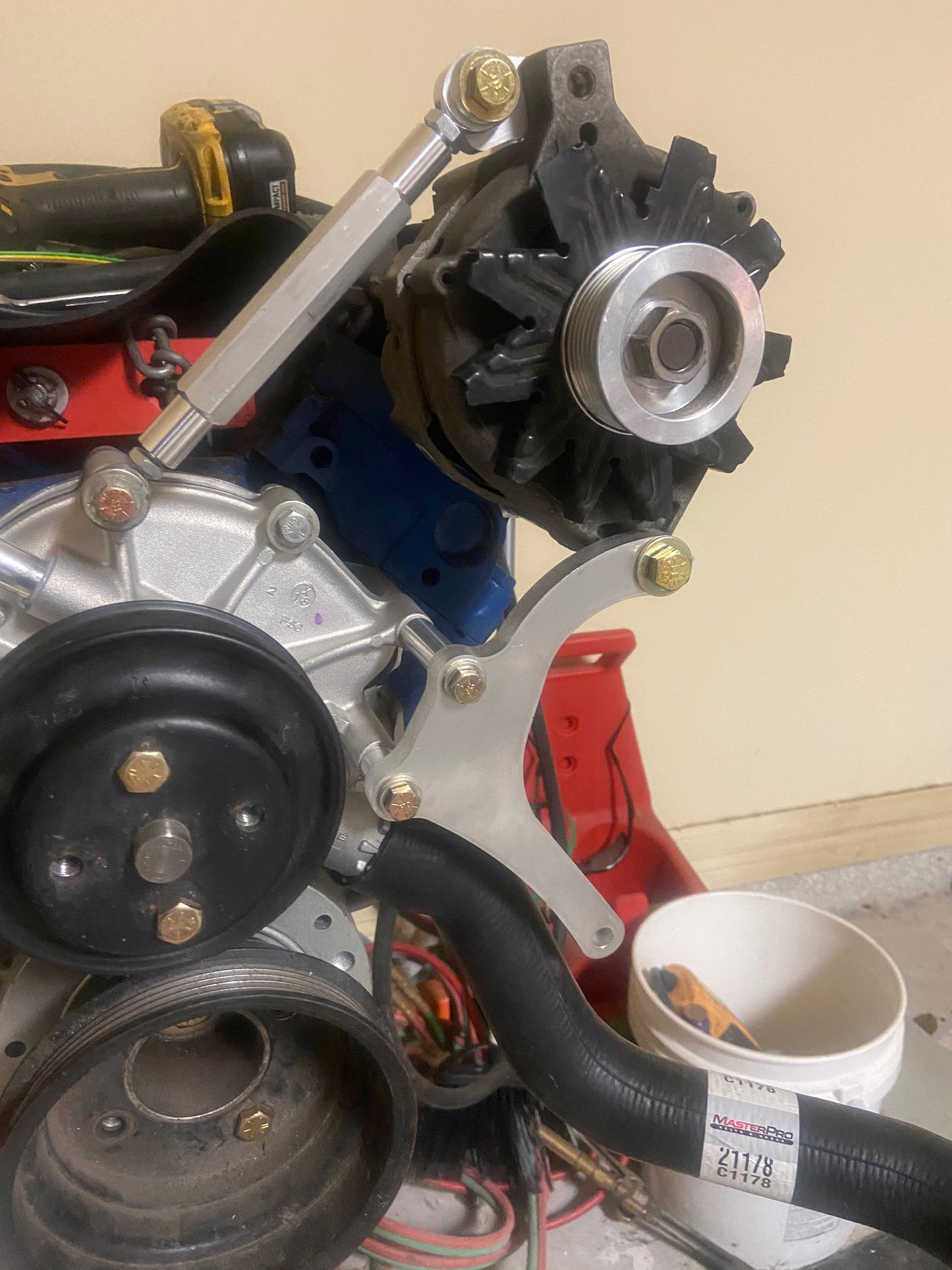 Sbf drivers side high mount alternator mount